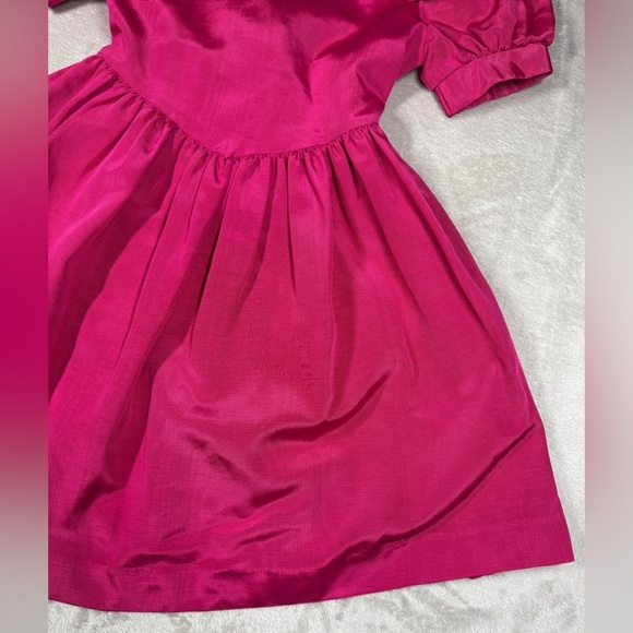 Vintage Jessica McClintock Girls Fuchsia Pink Puff Sleeve Lace Beaded Dress 6X - Picture 7 of 15